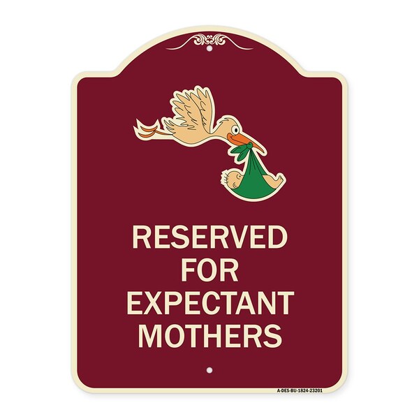 Reserved for Expectant Mothers W/ Stork & Baby Graphic Heavy-Gauge Alum, 18" L, 24" H, BU-1824-23201